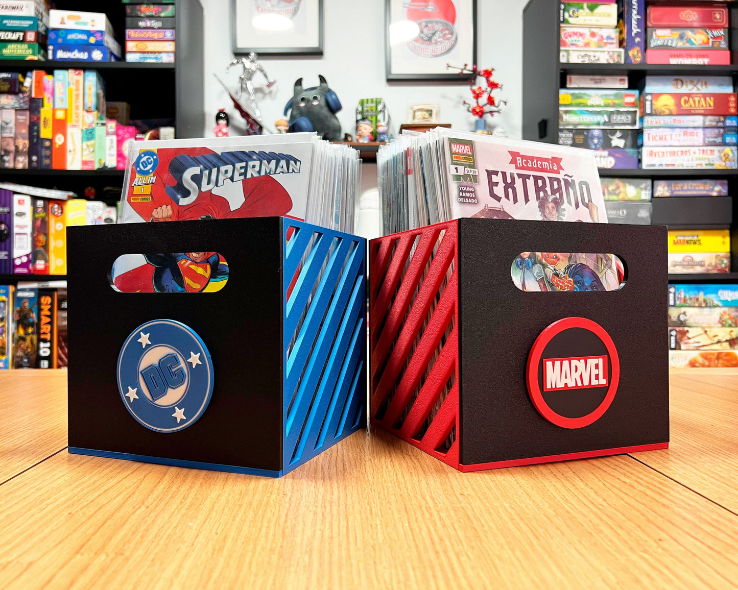 cajas almacenar cómics marvel dc colección detalle pack
