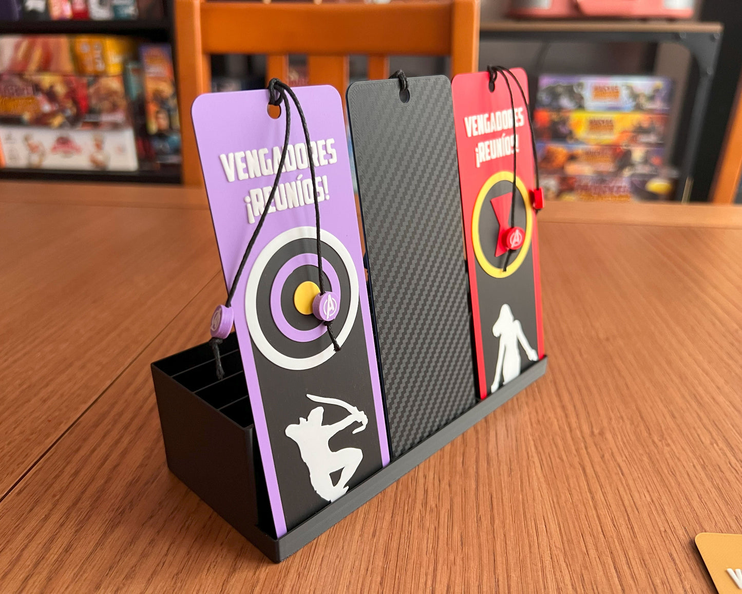 marcapáginas vengadores Marvel impresión 3D coleccionable cómics superhéroes lectura carbono