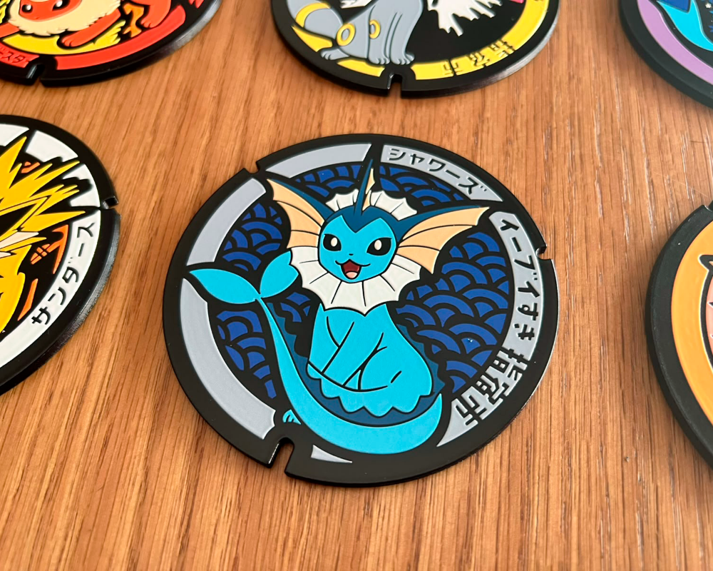 posavasos alcantarillas japon pokemon modelos eevvee evoluciones todos vaporeon muestra