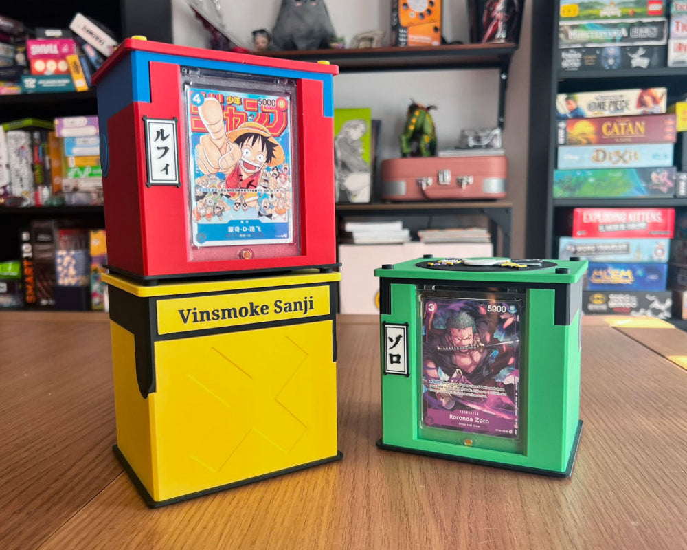 Cajas cartas TCG one piece impresas 3d personalizadas mecanicas commander lider coleccion apilables