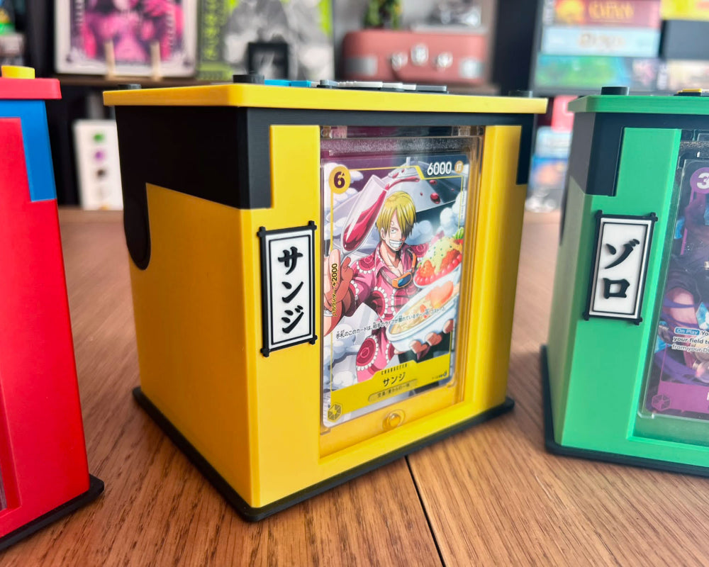 Cajas cartas TCG one piece impresas 3d personalizadas mecanicas commander lider coleccion sanji detalle