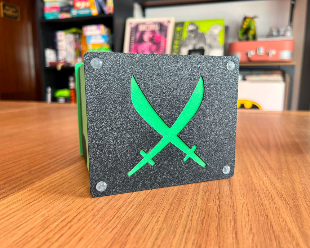Cajas cartas TCG one piece impresas 3d personalizadas mecanicas commander lider zoro logo inferior