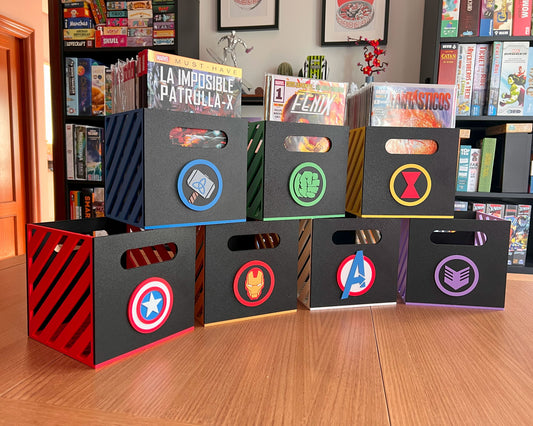cajas almacenar guardar expositor comics vengadores impresion 3D