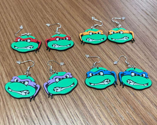 pendientes aretes tortugas ninja Leonardo Raphael Michelangelo Donatello